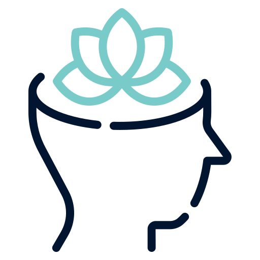 Head with lotus icon representing mental wellness