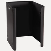 Harvia WL590 Sauna Stove Protective Sheath, Side and Rear, standalone black three sided steel guard on white background showing mounting holes and logo