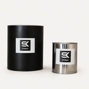 SK Sauna Stain in SK Black shown in gallon and quart cans for exterior sauna wood protection