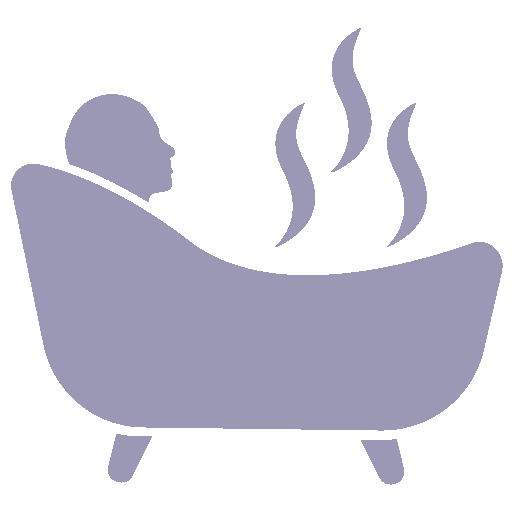 Bathtub icon representing warm soaking relief