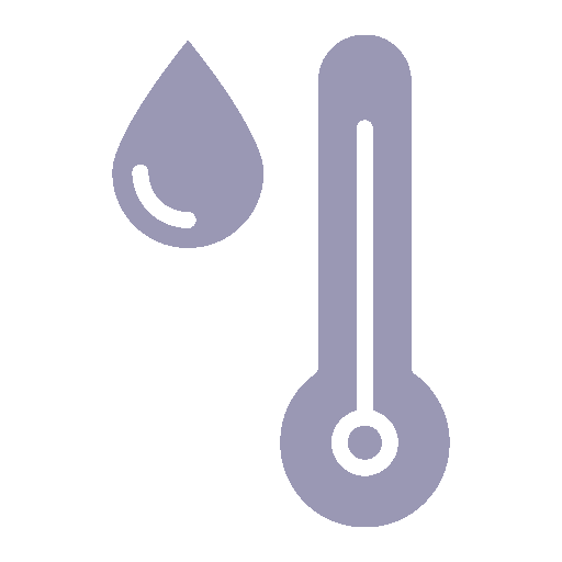 Water and thermometer icon representing warm water relief
